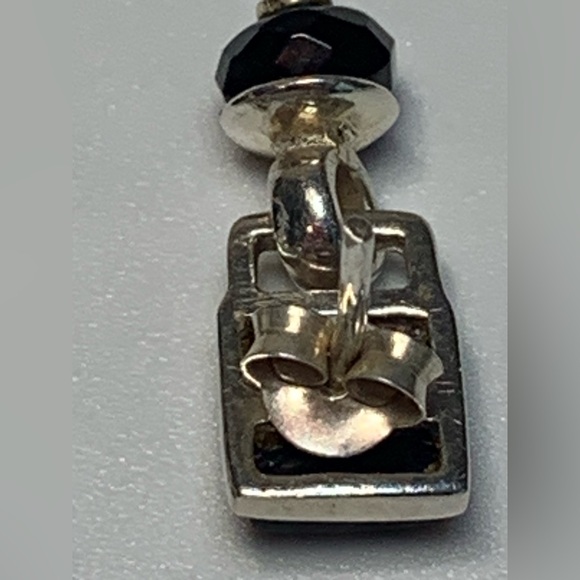 Silpada Rare VHTF Sterling Silver Square Onyx w/Faceted Onyx Bead Post Earrings - Picture 3 of 12